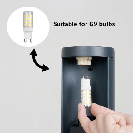 Brilagi - Venkovní lampa se 2 zásuvkami SCHUKO PILLAR 1xG9/11W/230V IP44 antracit