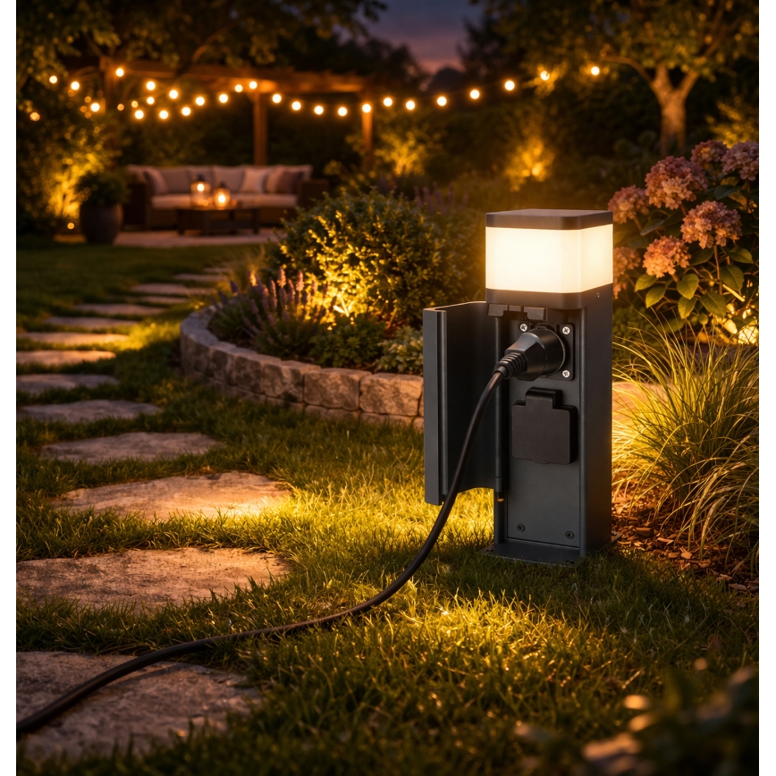 Brilagi - Venkovní lampa se 2 zásuvkami SCHUKO PILLAR 1xG9/11W/230V IP44 antracit