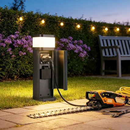 Brilagi - Venkovní lampa se 2 zásuvkami SCHUKO PILLAR 1xG9/11W/230V IP44 antracit