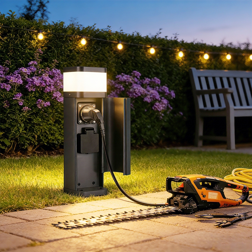 Brilagi - Venkovní lampa se 2 zásuvkami SCHUKO PILLAR 1xG9/11W/230V IP44 antracit