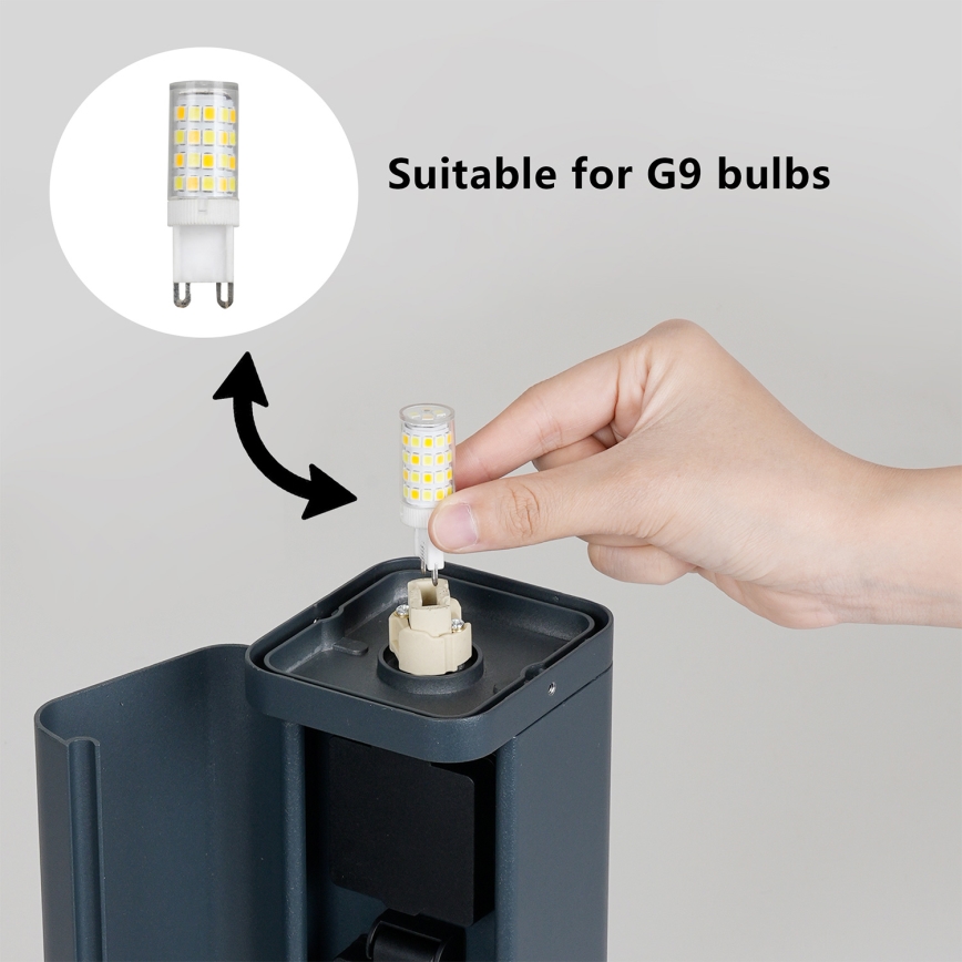 Brilagi - Venkovní lampa se 2 zásuvkami SCHUKO PILLAR 1xG9/11W/230V IP44 antracit