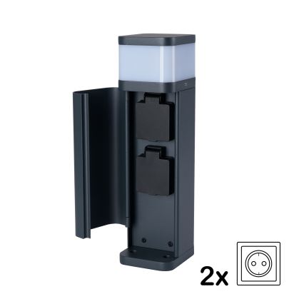 Brilagi - Venkovní lampa se 2 zásuvkami SCHUKO PILLAR 1xG9/11W/230V IP44 antracit