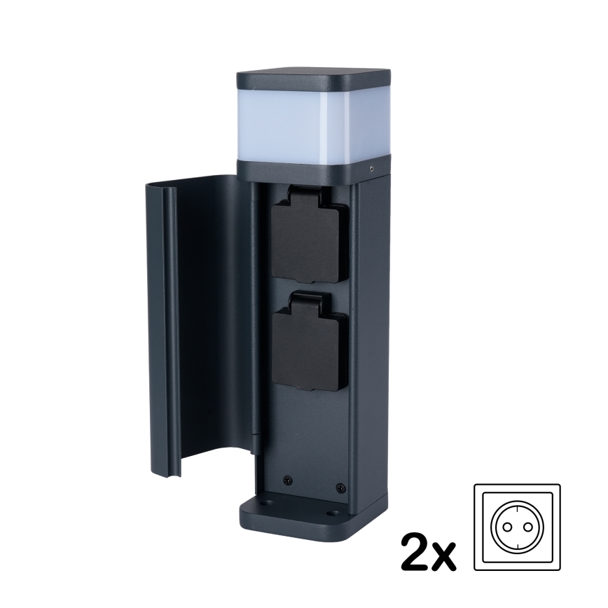 Brilagi - Venkovní lampa se 2 zásuvkami SCHUKO PILLAR 1xG9/11W/230V IP44 antracit