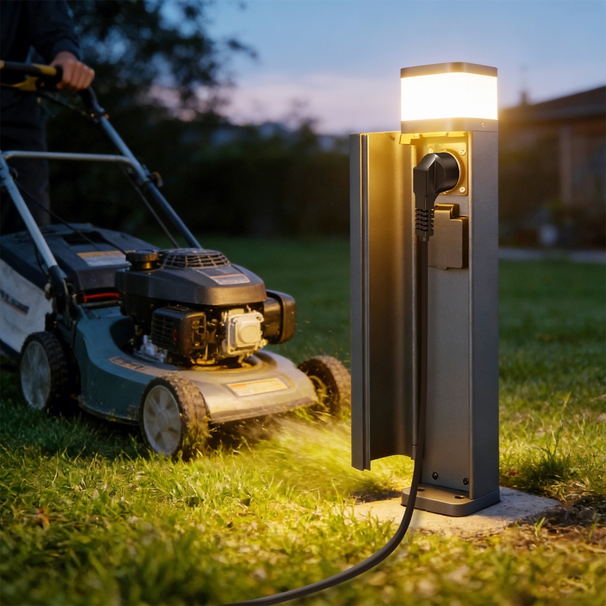 Brilagi - Venkovní lampa se 2 zásuvkami SCHUKO PILLAR 1xG9/11W/230V IP44 antracit