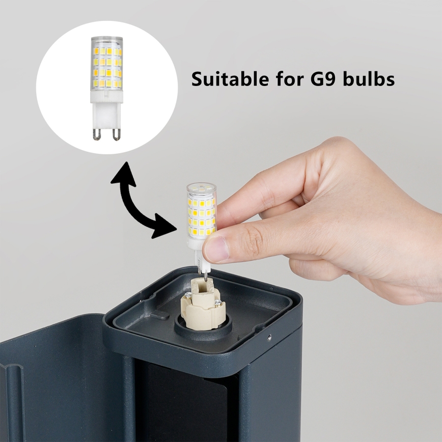Brilagi - Venkovní lampa se 2 zásuvkami SCHUKO PILLAR 1xG9/11W/230V IP44 antracit