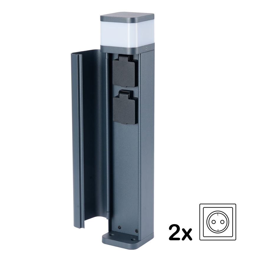 Brilagi - Venkovní lampa se 2 zásuvkami SCHUKO PILLAR 1xG9/11W/230V IP44 antracit