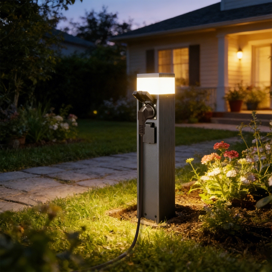 Brilagi - Venkovní lampa se 2 zásuvkami SCHUKO PILLAR 1xG9/11W/230V IP44 antracit