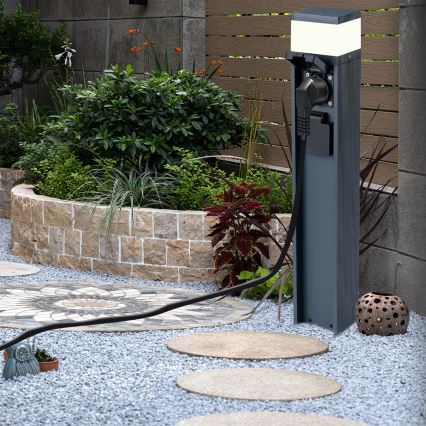 Brilagi - Venkovní lampa se 2 zásuvkami SCHUKO PILLAR 1xG9/11W/230V IP44 antracit