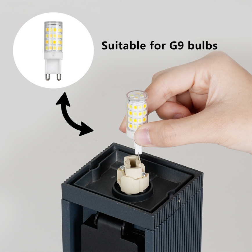Brilagi - Venkovní lampa se 2 zásuvkami SCHUKO PILLAR 1xG9/11W/230V IP44 antracit