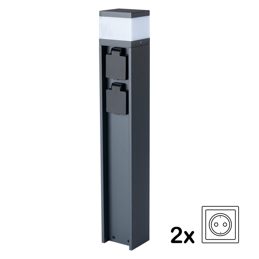 Brilagi - Venkovní lampa se 2 zásuvkami SCHUKO PILLAR 1xG9/11W/230V IP44 antracit