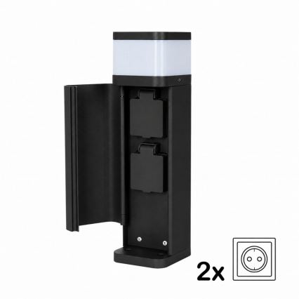 BRILAGI - Venkovní lampa se 2 zásuvkami SCHUKO PILLAR 1xG9/11W/230V IP44 černá