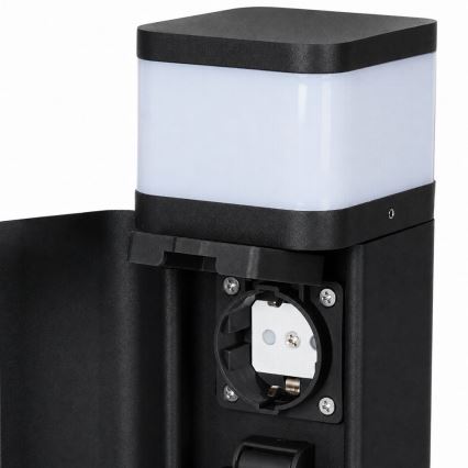BRILAGI - Venkovní lampa se 2 zásuvkami SCHUKO PILLAR 1xG9/11W/230V IP44 černá