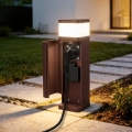 BRILAGI - Venkovní lampa se 2 zásuvkami SCHUKO PILLAR 1xG9/11W/230V IP44 hnědá