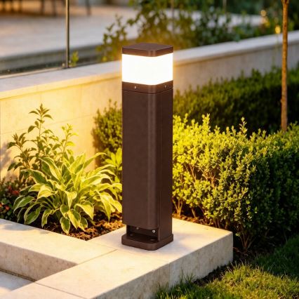 BRILAGI - Venkovní lampa se 2 zásuvkami SCHUKO PILLAR 1xG9/11W/230V IP44 hnědá