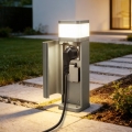 BRILAGI - Venkovní lampa se 2 zásuvkami SCHUKO PILLAR 1xG9/11W/230V IP44 šedá