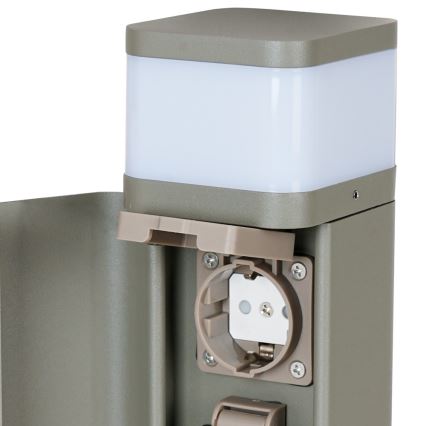 BRILAGI - Venkovní lampa se 2 zásuvkami SCHUKO PILLAR 1xG9/11W/230V IP44 šedá