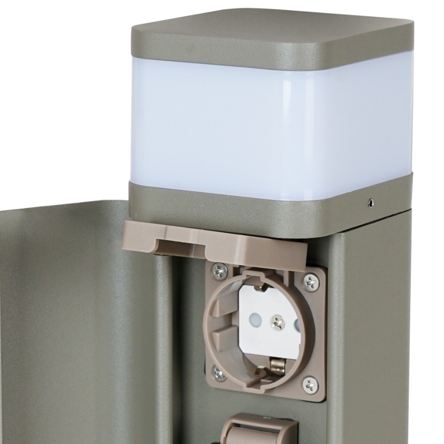 BRILAGI - Venkovní lampa se 2 zásuvkami SCHUKO PILLAR 1xG9/11W/230V IP44 šedá