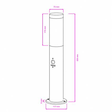 BRILAGI - Venkovní lampa se senzorem pohybu ELIA 1xE27/20W/230V IP44 50 cm matný chrom