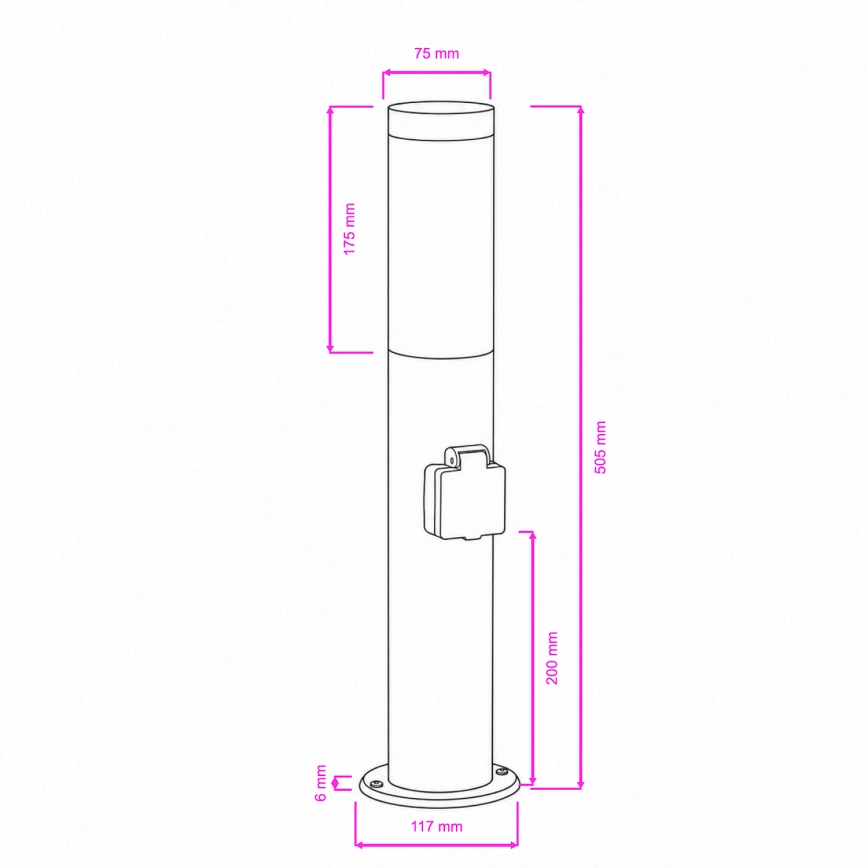 BRILAGI - Venkovní lampa se zásuvkou ELIA 1xE27/20W/230V IP44 50 cm matný chrom