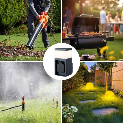 Brilagi - Venkovní nástěnná lampa se zásuvkou SCHUKO PILLAR 1xG9/11W/230V IP44 antracit