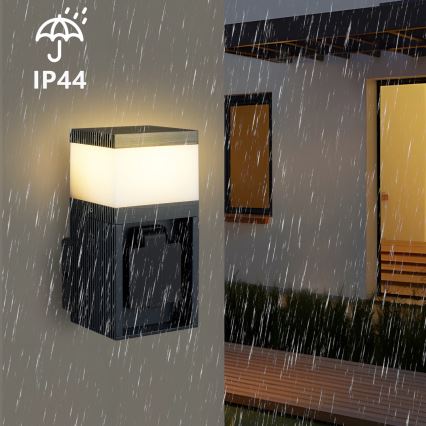Brilagi - Venkovní nástěnná lampa se zásuvkou SCHUKO PILLAR 1xG9/11W/230V IP44 antracit
