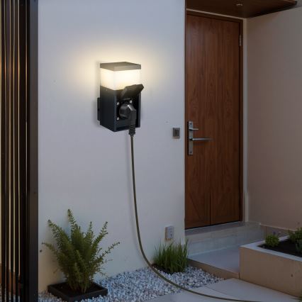 Brilagi - Venkovní nástěnná lampa se zásuvkou SCHUKO PILLAR 1xG9/11W/230V IP44 antracit