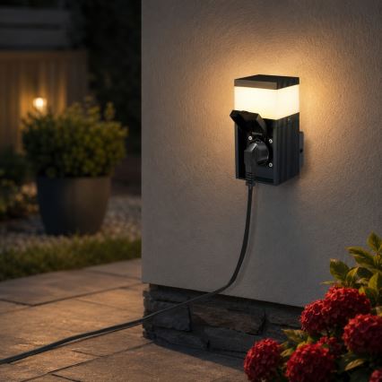 Brilagi - Venkovní nástěnná lampa se zásuvkou SCHUKO PILLAR 1xG9/11W/230V IP44 antracit