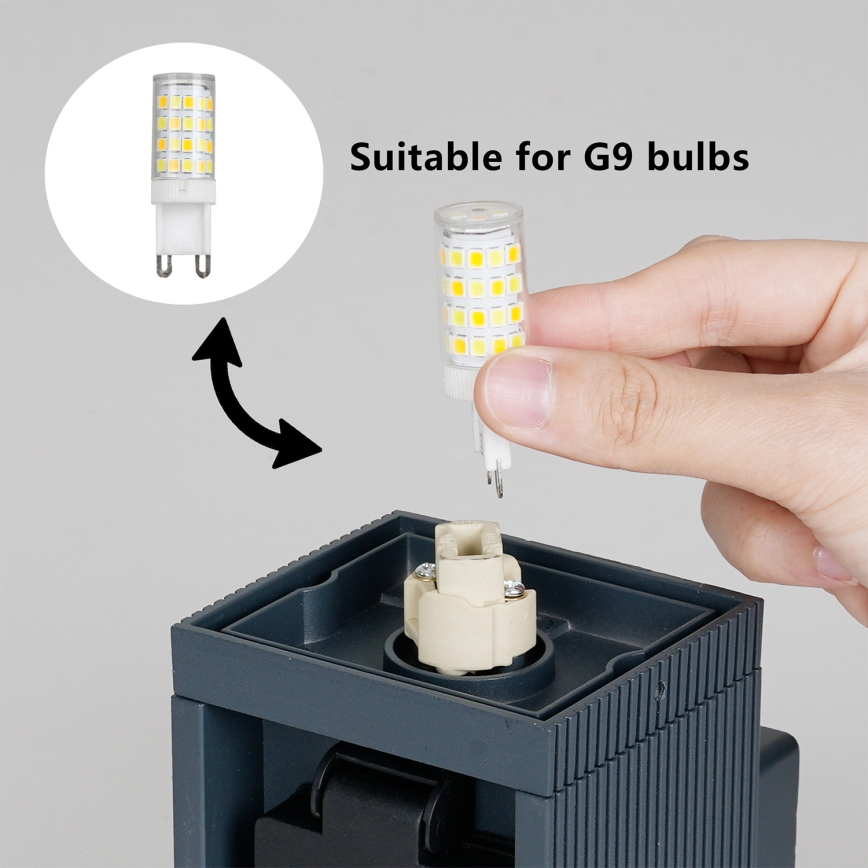 Brilagi - Venkovní nástěnná lampa se zásuvkou SCHUKO PILLAR 1xG9/11W/230V IP44 antracit