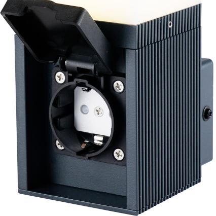 Brilagi - Venkovní nástěnná lampa se zásuvkou SCHUKO PILLAR 1xG9/11W/230V IP44 antracit