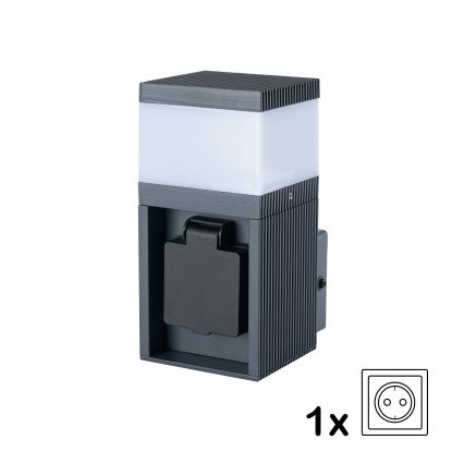 Brilagi - Venkovní nástěnná lampa se zásuvkou SCHUKO PILLAR 1xG9/11W/230V IP44 antracit