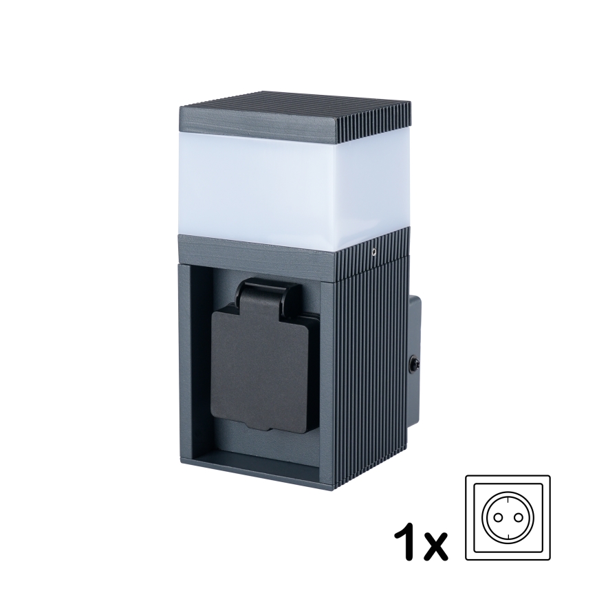 Brilagi - Venkovní nástěnná lampa se zásuvkou SCHUKO PILLAR 1xG9/11W/230V IP44 antracit