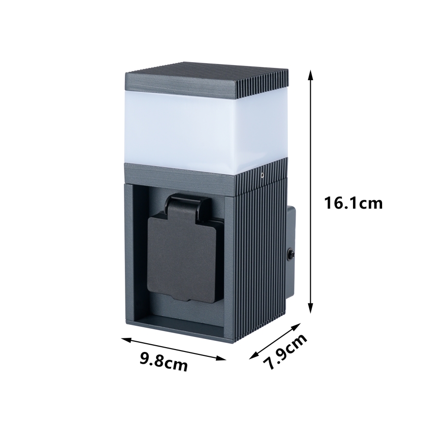 Brilagi - Venkovní nástěnná lampa se zásuvkou SCHUKO PILLAR 1xG9/11W/230V IP44 antracit