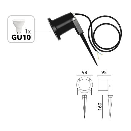 BRILAGI - Venkovní lampa TERRA 1xGU10/50W/230V IP65 černá