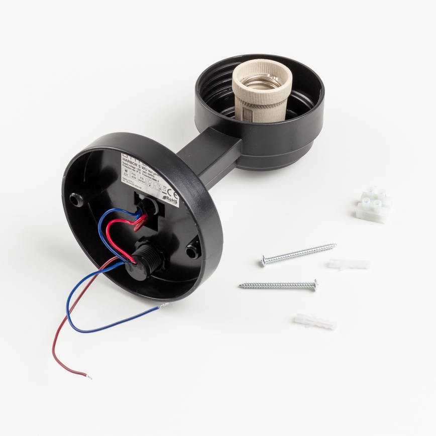 Brilagi - Venkovní nástěnné svítidlo se senzorem pohybu HARBOR 1xE27/40W/230V IP33 antracit/čirá