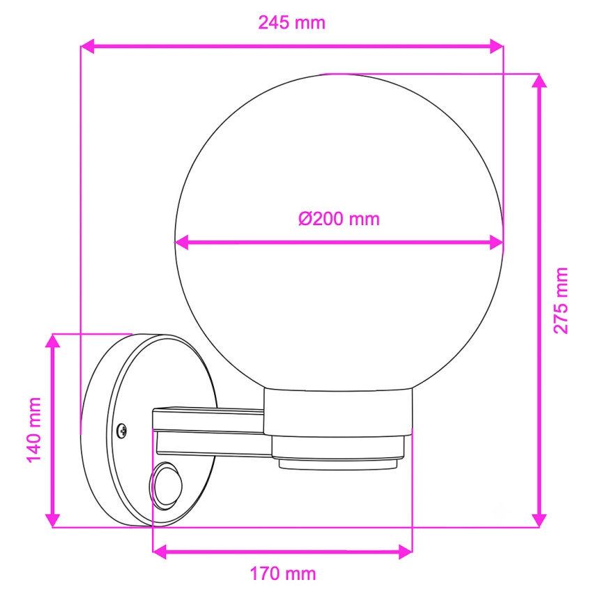 Brilagi - Venkovní nástěnné svítidlo se senzorem pohybu HARBOR 1xE27/40W/230V IP33 antracit/čirá