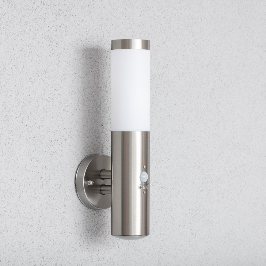 BRILAGI - Venkovní nástěnná lampa se senzorem ELIA 1xE27/20W/230V IP44 matný chrom