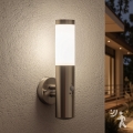 BRILAGI - Venkovní nástěnná lampa se senzorem ELIA 1xE27/20W/230V IP44 matný chrom
