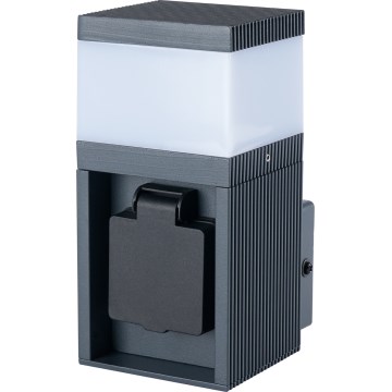 Brilagi - Venkovní nástěnná lampa se zásuvkou SCHUKO PILLAR 1xG9/11W/230V IP44 antracit