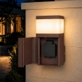 BRILAGI - Venkovní nástěnná lampa se zásuvkou SCHUKO PILLAR 1xG9/11W/230V IP44 hnědá