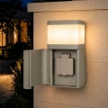 BRILAGI - Venkovní nástěnná lampa se zásuvkou SCHUKO PILLAR 1xG9/11W/230V IP44 šedá