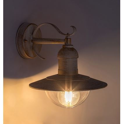 Brilagi - Venkovní nástěnné svítidlo MOLDE 1xE27/60W/230V IP44 bílá/patina