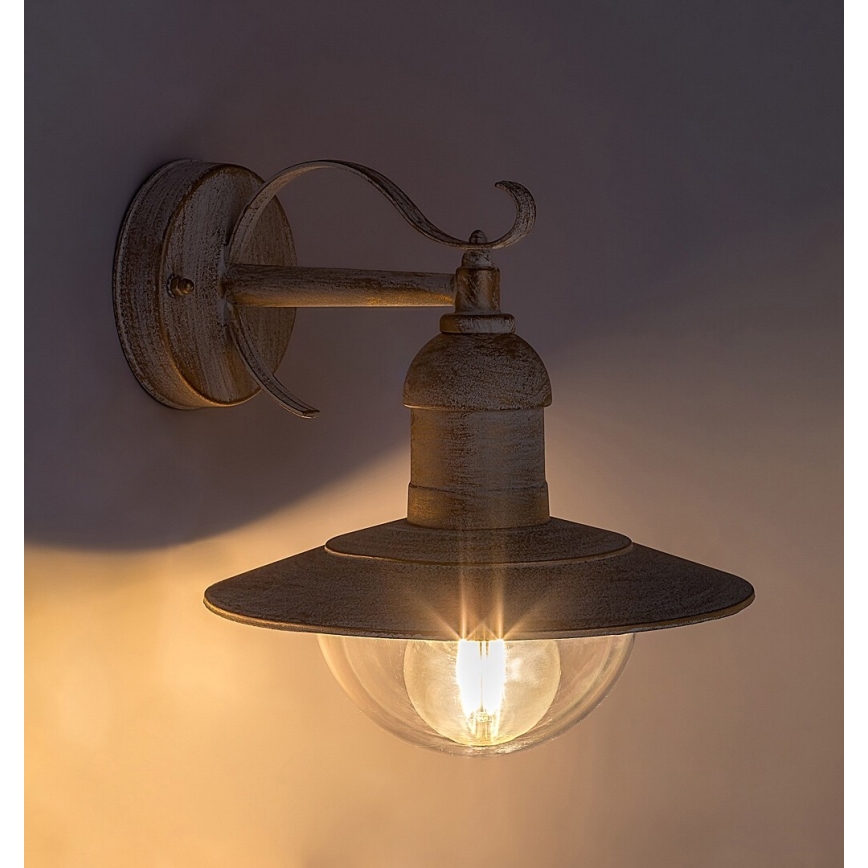 Brilagi - Venkovní nástěnné svítidlo MOLDE 1xE27/60W/230V IP44 bílá/patina