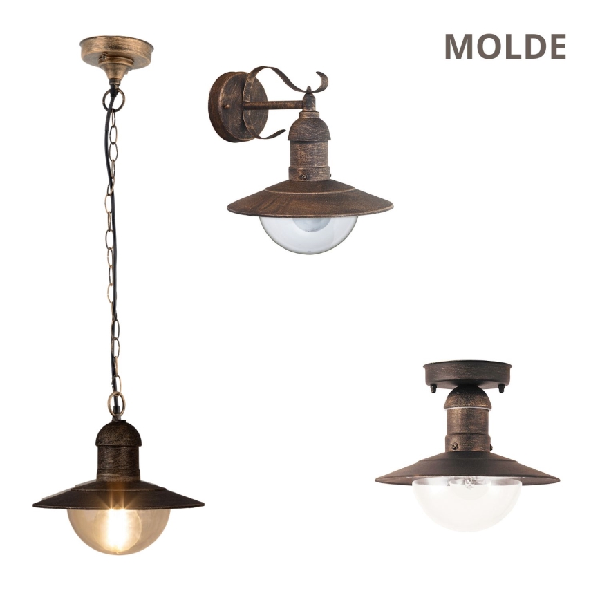 Brilagi - Venkovní nástěnné svítidlo MOLDE 1xE27/60W/230V IP44 bronzová/patina