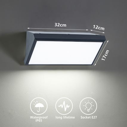 Brilagi - Venkovní nástěnné svítidlo TRIANGLE 1xE27/60W/230V antracit IP65