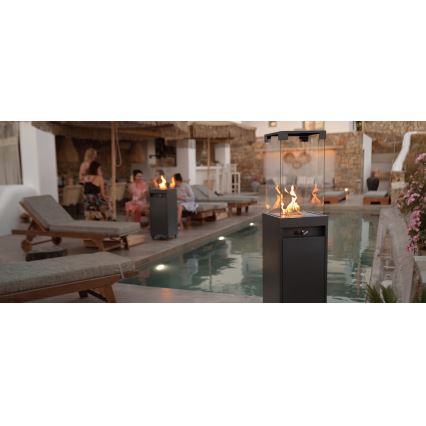 Brilagi - Venkovní plynový krb FLARO GAS 142x36 cm 8kW 1xAAA antracit + ochranný kryt