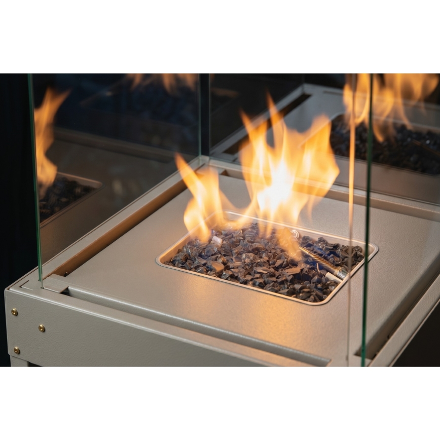 Brilagi - Venkovní plynový krb FLARO GAS 142x36 cm 8kW 1xAAA béžová + ochranný kryt