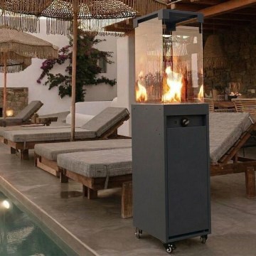Brilagi - Venkovní plynový krb FLARO GAS 142x36 cm 8kW 1xAAA černá + ochranný kryt
