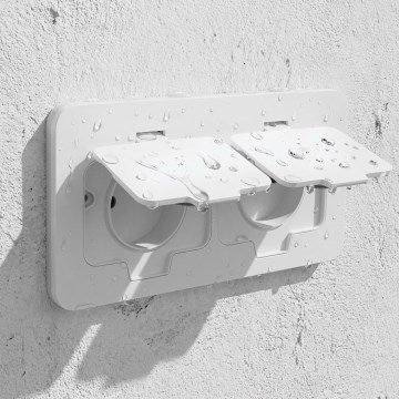 Brilagi - Venkovní vestavná podlahová dvojzásuvka IP55 bílá obdélníkový