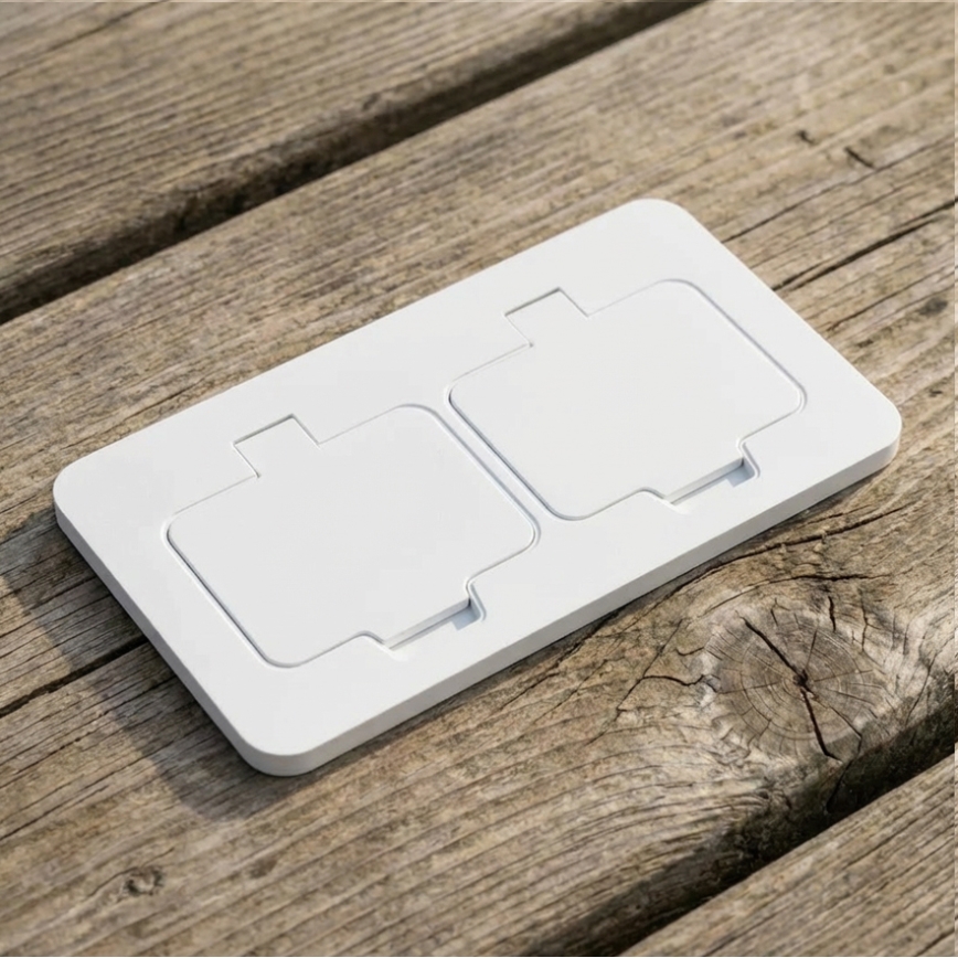 Brilagi - Venkovní vestavná podlahová dvojzásuvka IP55 bílá obdélníkový