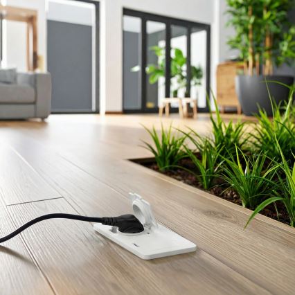 Brilagi - Venkovní vestavná podlahová dvojzásuvka IP55 bílá obdélníkový